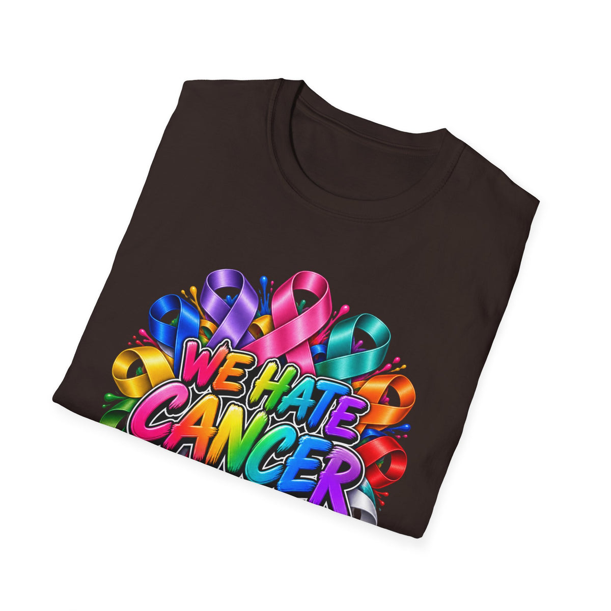 We Hate Cancer T-Shirt — Multicolor Cancer Awareness Ribbon Tee