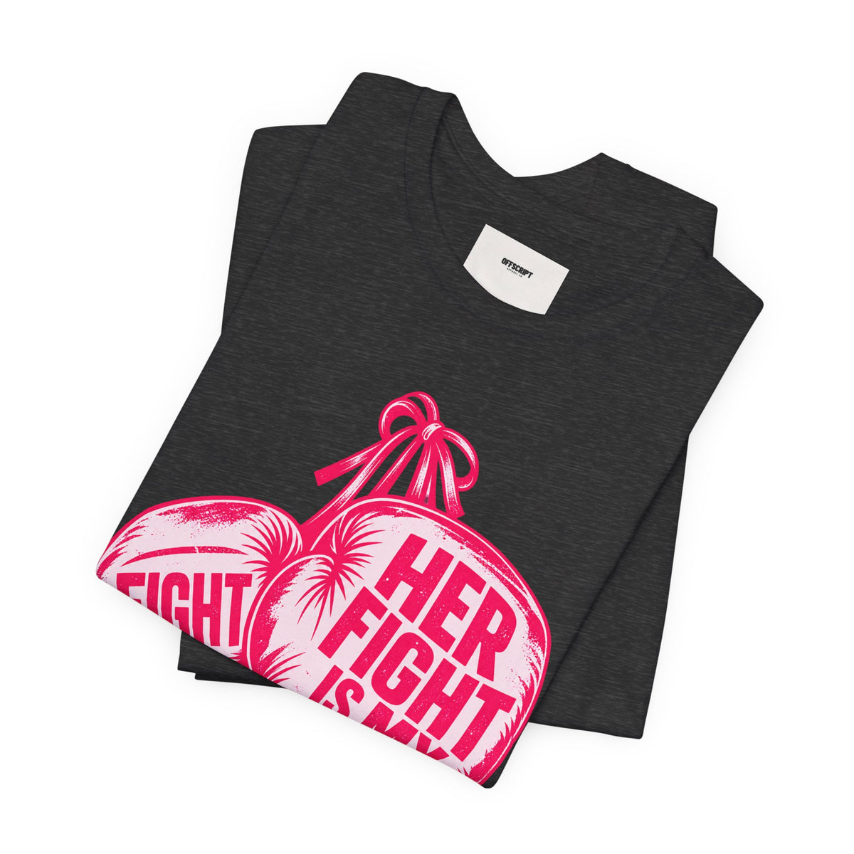 Breast Cancer Awareness Tee – “Her Fight Is My Fight” Boxing Gloves T-Shirt