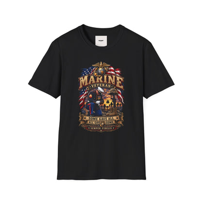 Marine Veteran T-Shirt — US Flag Eagle Emblem Military Tribute