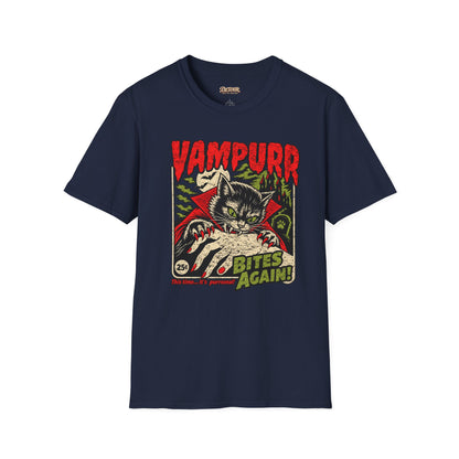 Vampurr Bites Again Cat Horror Graphic T-Shirt