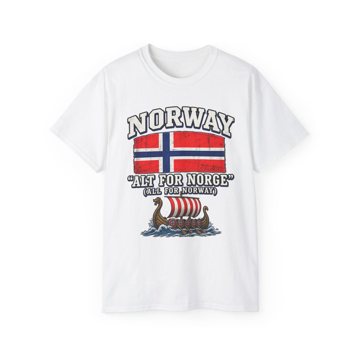 Norway Flag Viking Ship T‑Shirt — "Alt For Norge" Patriotic Tee
