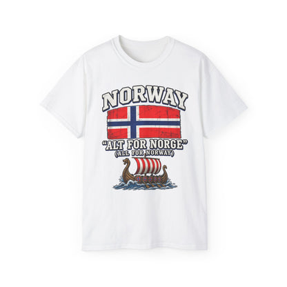 Norway Flag Viking Ship T‑Shirt — "Alt For Norge" Patriotic Tee