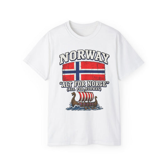 Norway Flag Viking Ship T‑Shirt — "Alt For Norge" Patriotic Tee