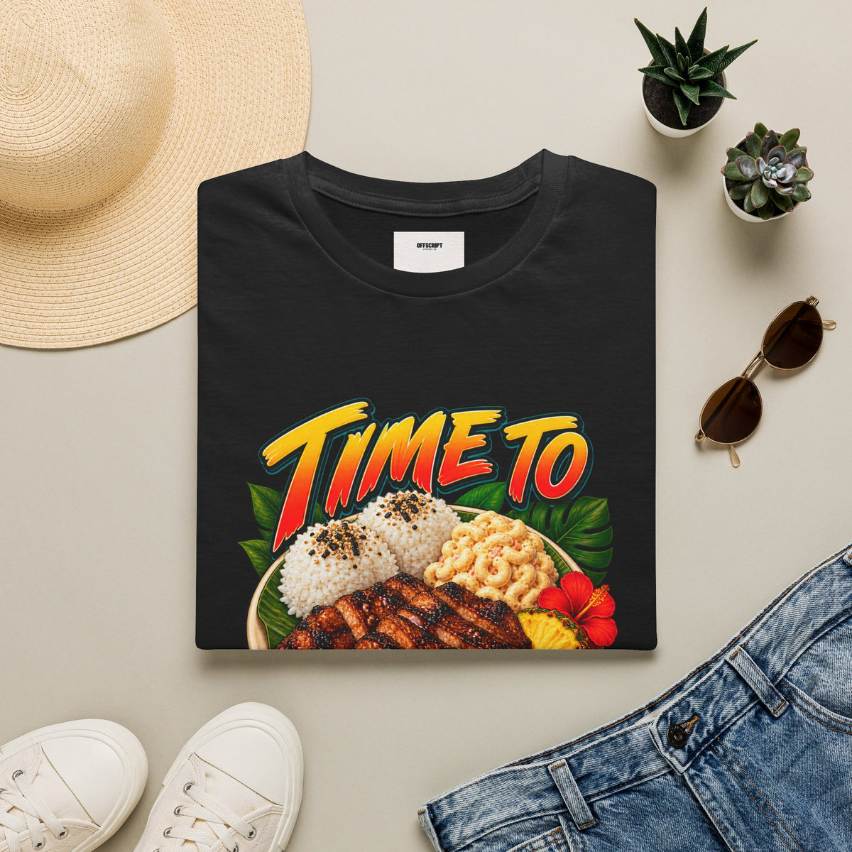 Time To Grind T-Shirt — Hawaiian Plate BBQ Graphic Tee