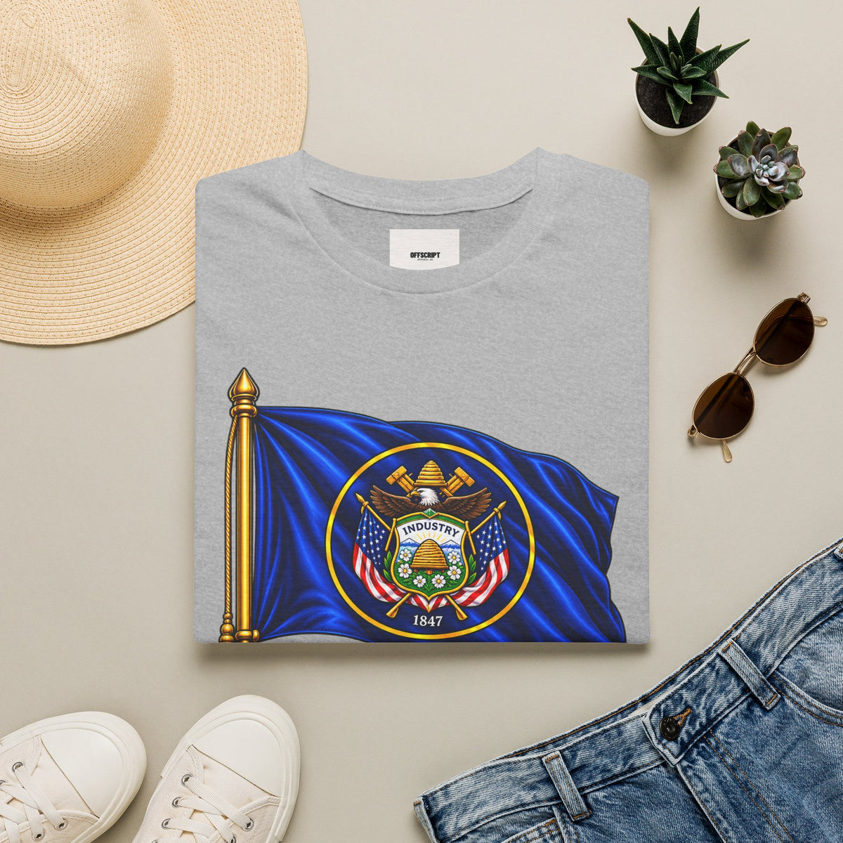 Utah State Flag T-Shirt — 'Utah Industry' Retro Flag Tee