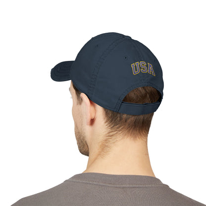 Veteran Embroidered Distressed Dad Hat — USA Honor Gratitude