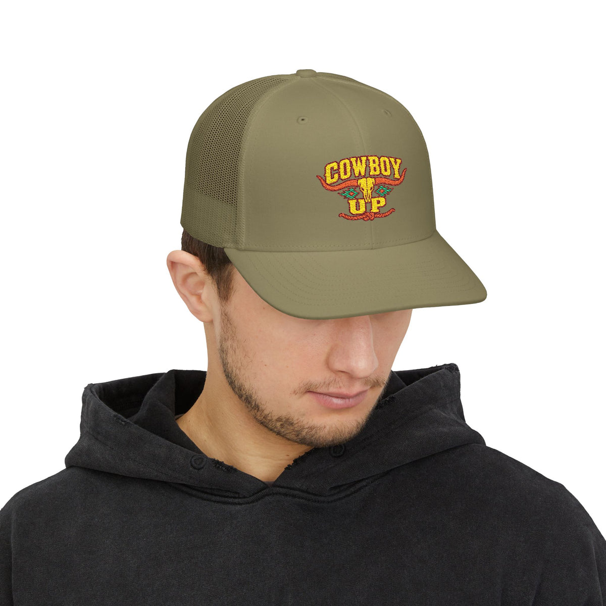 Cowboy Up Trucker Cap - Western Snapback Hat