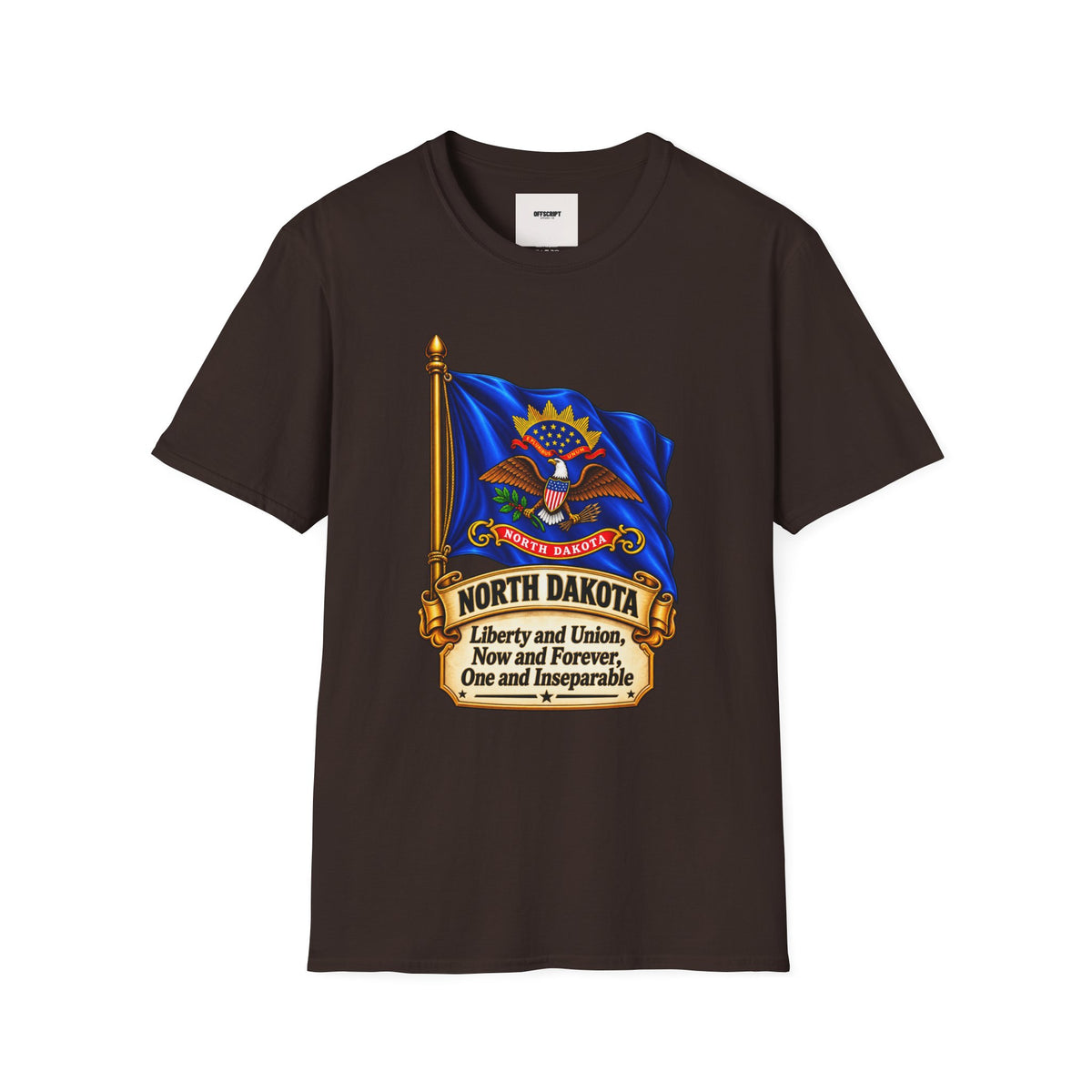 North Dakota State Flag T-Shirt — Liberty and Union Quote