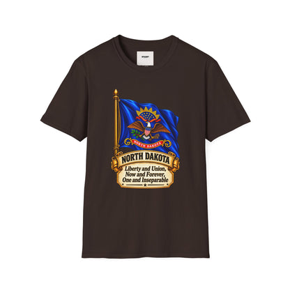 North Dakota State Flag T-Shirt — Liberty and Union Quote