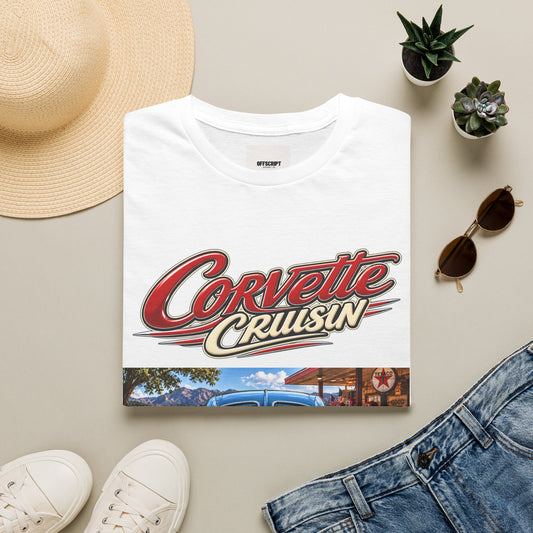 Corvette Cruisin' T-Shirt — Vintage Blue Corvette Car Graphic