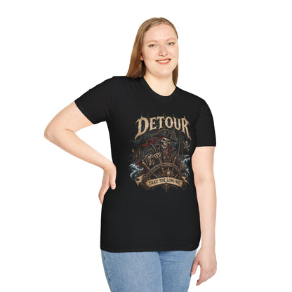 Detour Skull T-Shirt — "Take the Long Way" Vintage Biker Graphic Tee