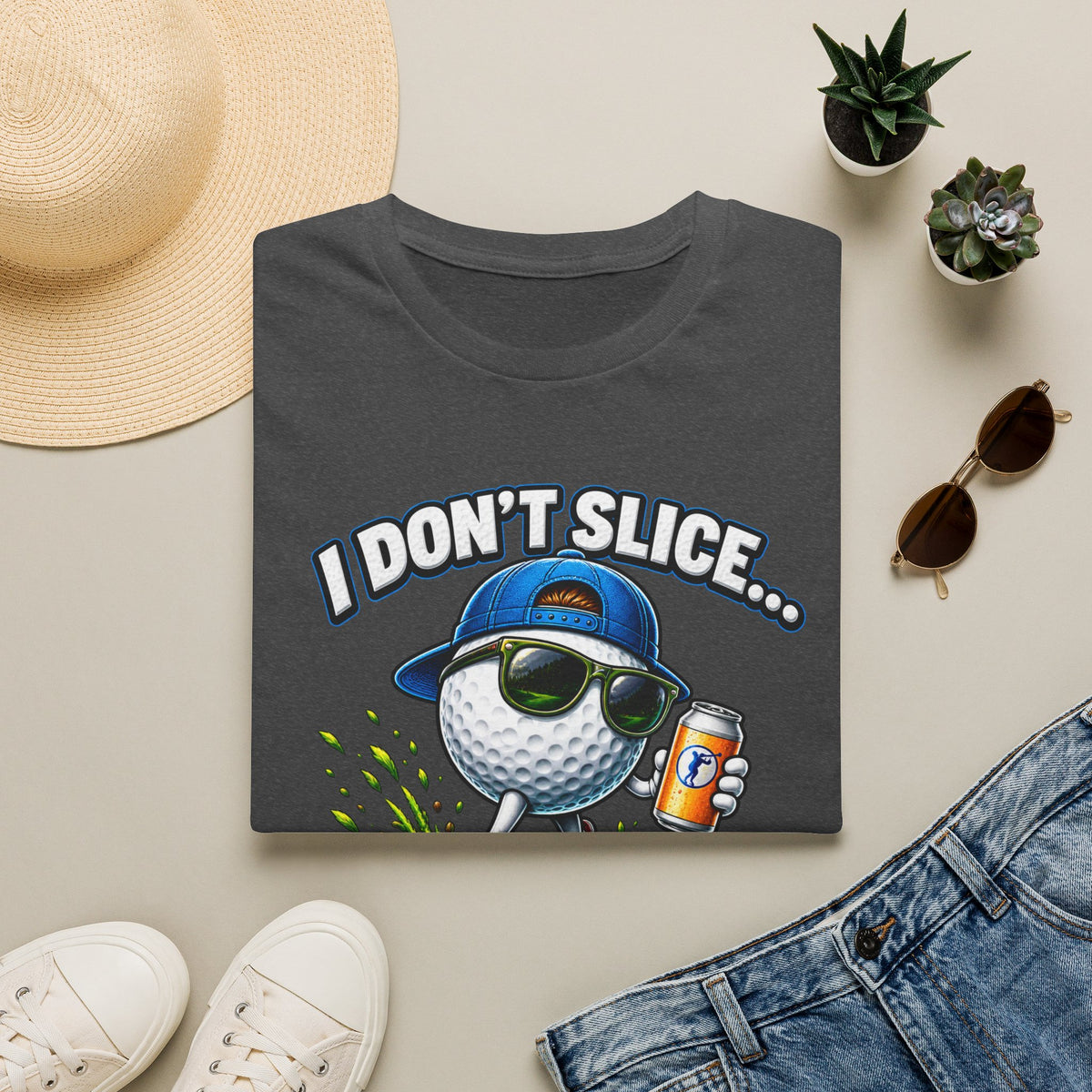 Golf T-Shirt — "I Don't Slice... I Create Scenic Detours" Funny Golfer Tee