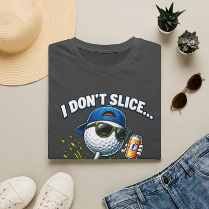 Golf T-Shirt — "I Don't Slice... I Create Scenic Detours" Funny Golfer Tee