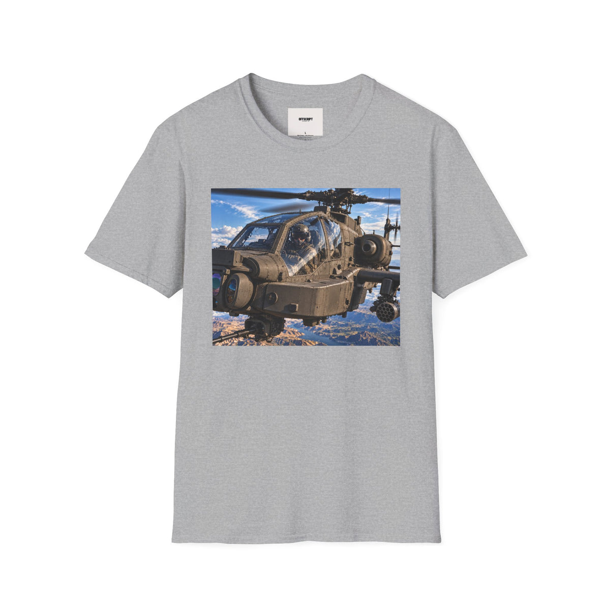 Attack Helicopter Photo T-Shirt — Military Aviator Crew Tee
