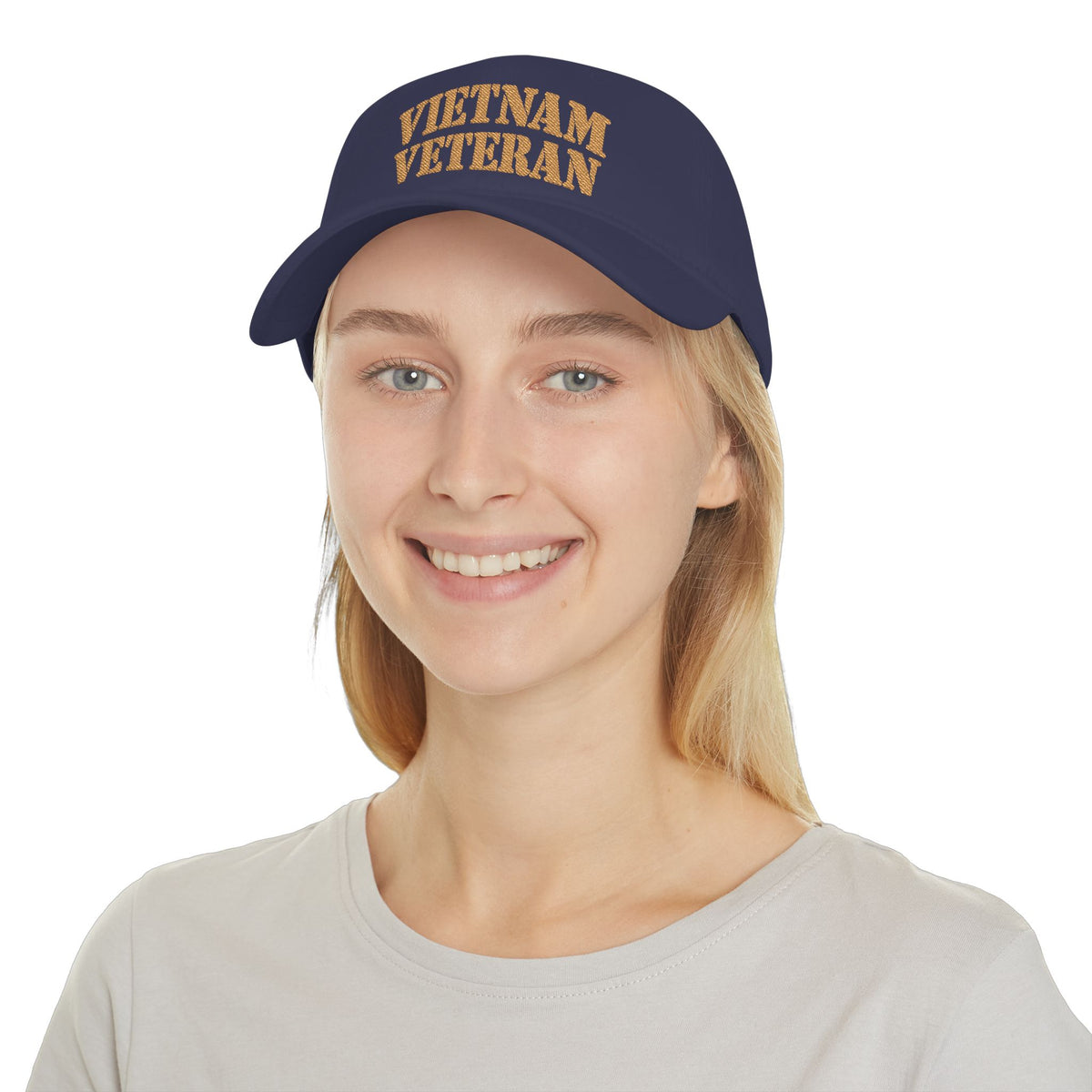 Vietnam Veteran Baseball Cap — Embroidered Gold Text Low Profile Hat for Veterans & Memorial Events