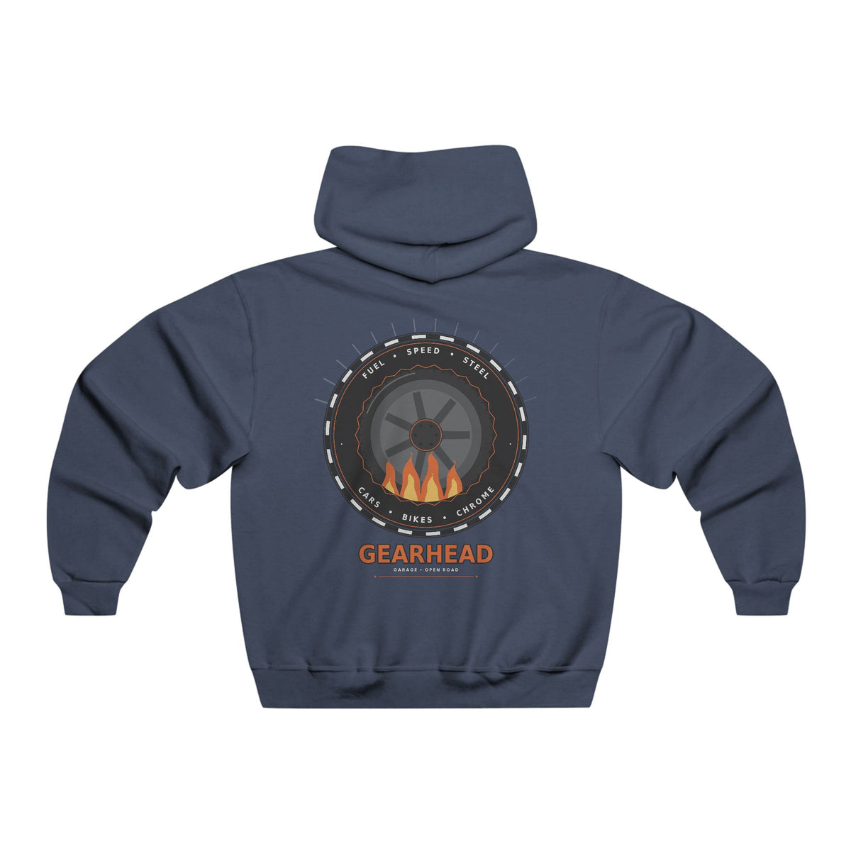 Mechanic Gearhead Hoodie — Vintage Wrench & Tire Flame Auto Repair Sweatshirt
