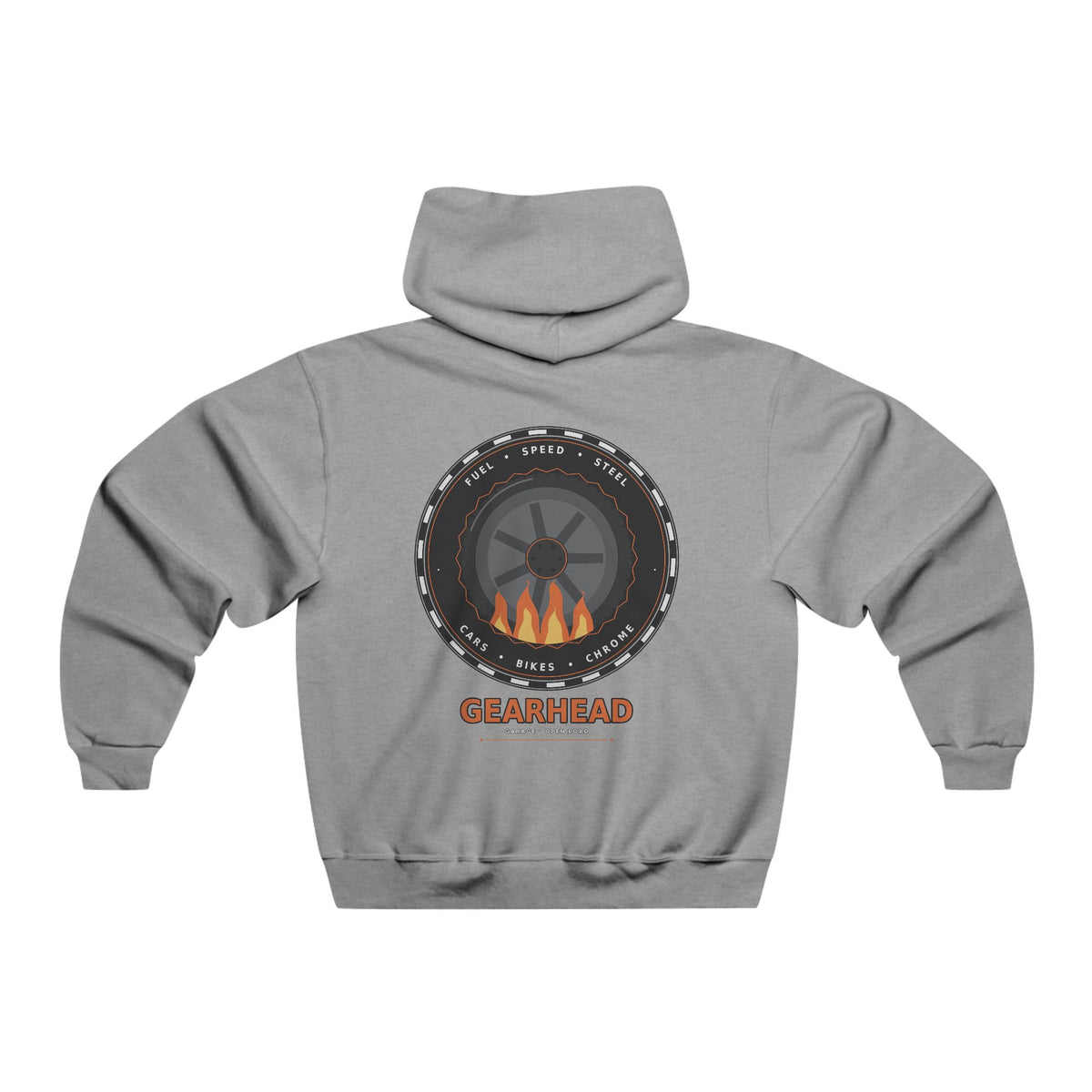 Mechanic Gearhead Hoodie — Vintage Wrench & Tire Flame Auto Repair Sweatshirt