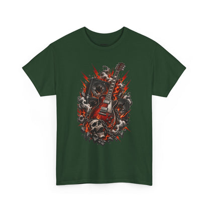 Electric Skull Guitar T‑Shirt — Rock & Metal Graphic Tee for Musicians and Fans