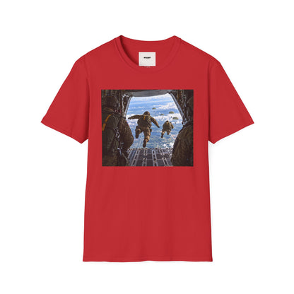Parachute Jump Soldiers T-Shirt — Military Airborne Jump Photo Tee