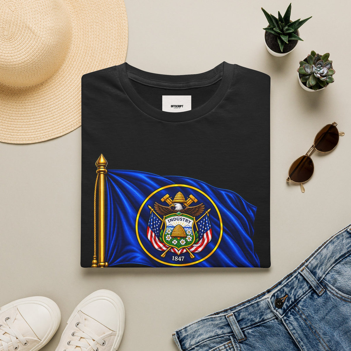 Utah State Flag T-Shirt — 'Utah Industry' Retro Flag Tee