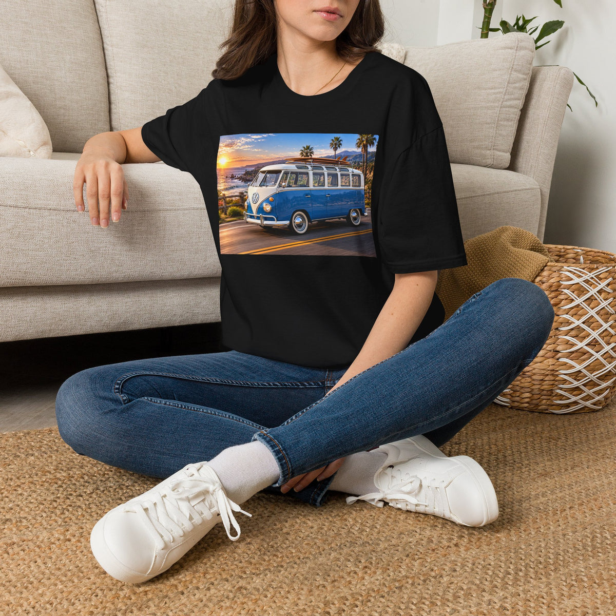 Vintage VW Bus T‑Shirt — Retro Surf Van Sunset Graphic Tee