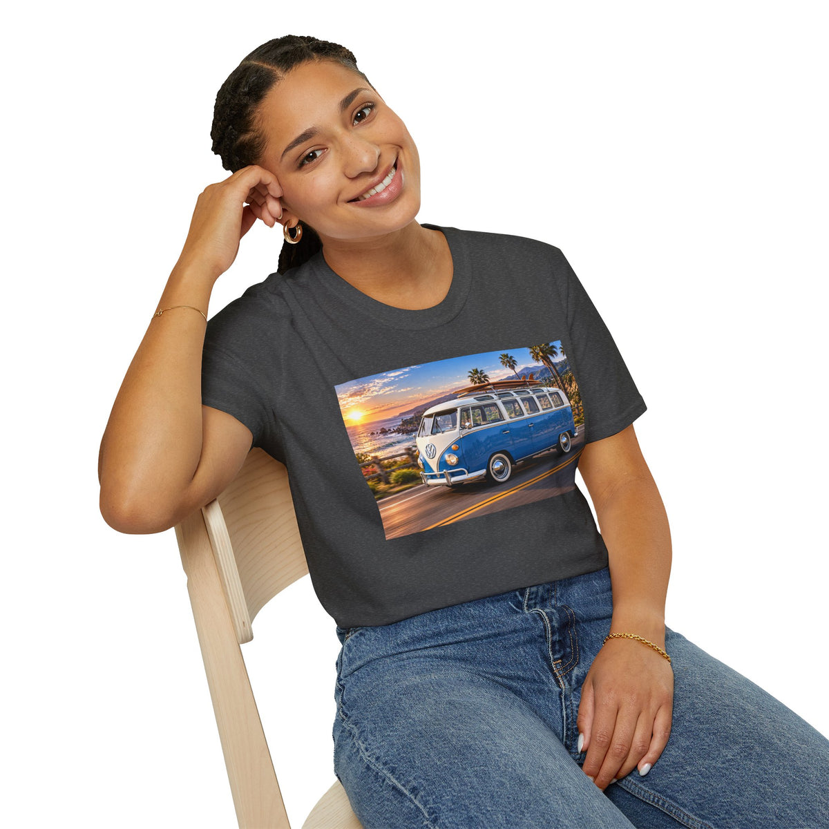 Vintage VW Bus T‑Shirt — Retro Surf Van Sunset Graphic Tee