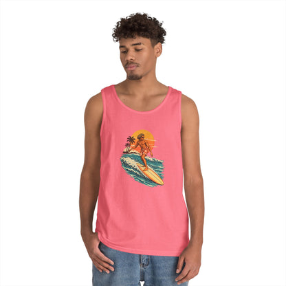 Surfing Sunset Tank — Retro Surfer Graphic Tank Top