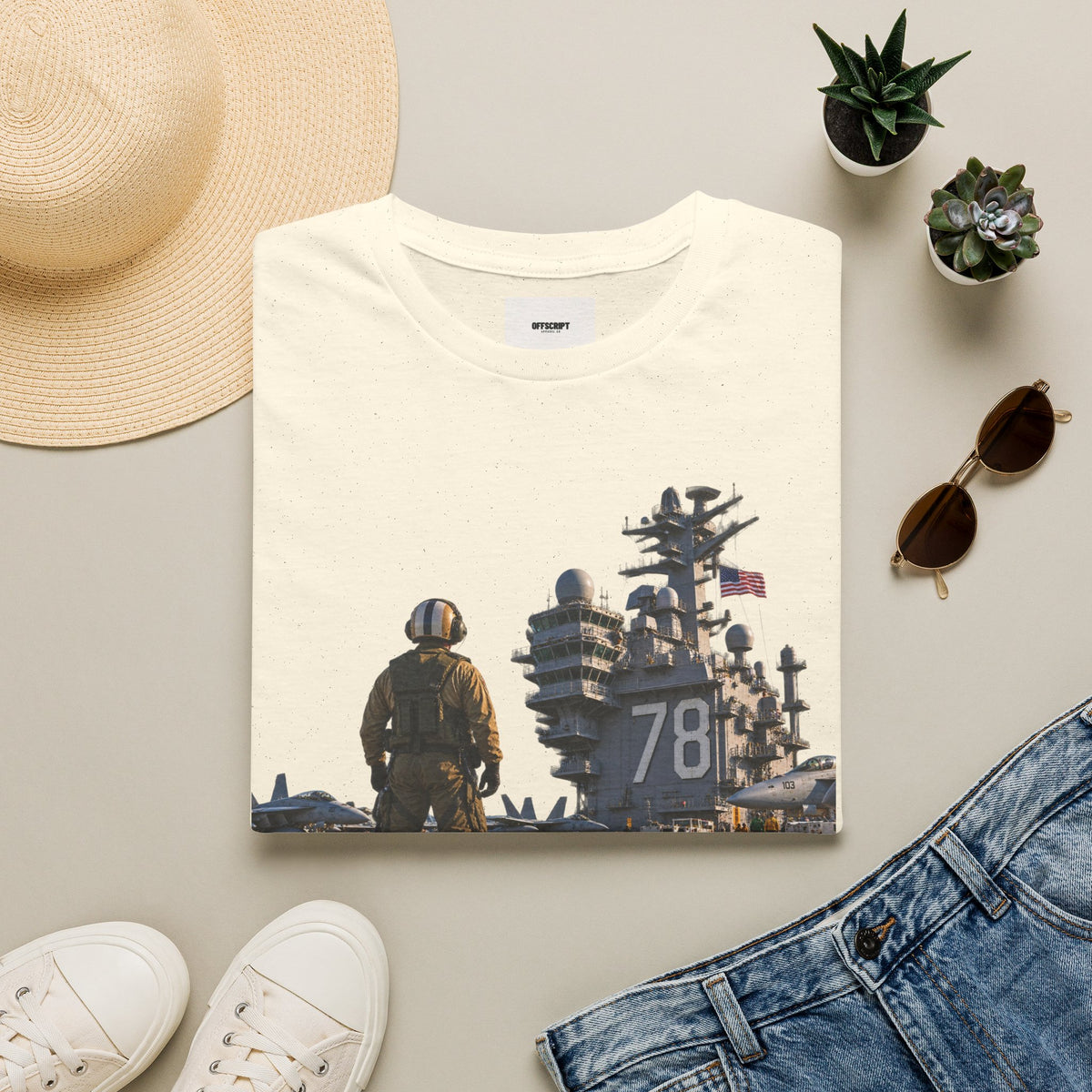 Aircraft Carrier Deck T‑Shirt – Navy Sailor & Carrier 78 Graphic