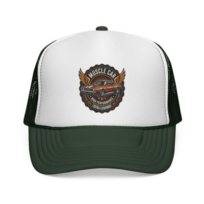 Muscle Car Emblem Trucker Cap | Vintage Hotrod Logo