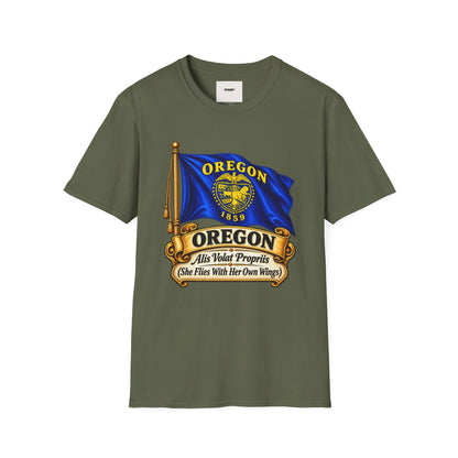 Oregon State Flag T-Shirt — 'Allis Volat Propria' Vintage Banner Tee