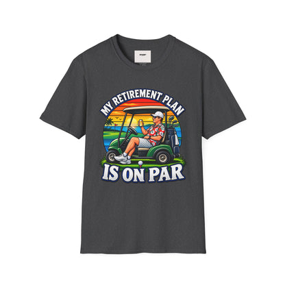Retirement Golf T-Shirt — “My Retirement Plan Is On Par” Vintage Golf Cart Design