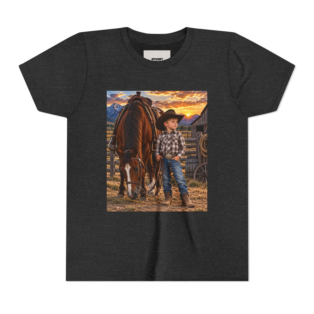 Youth Western Cowboy Tee — Little Cowboy & Horse Graphic Shirt