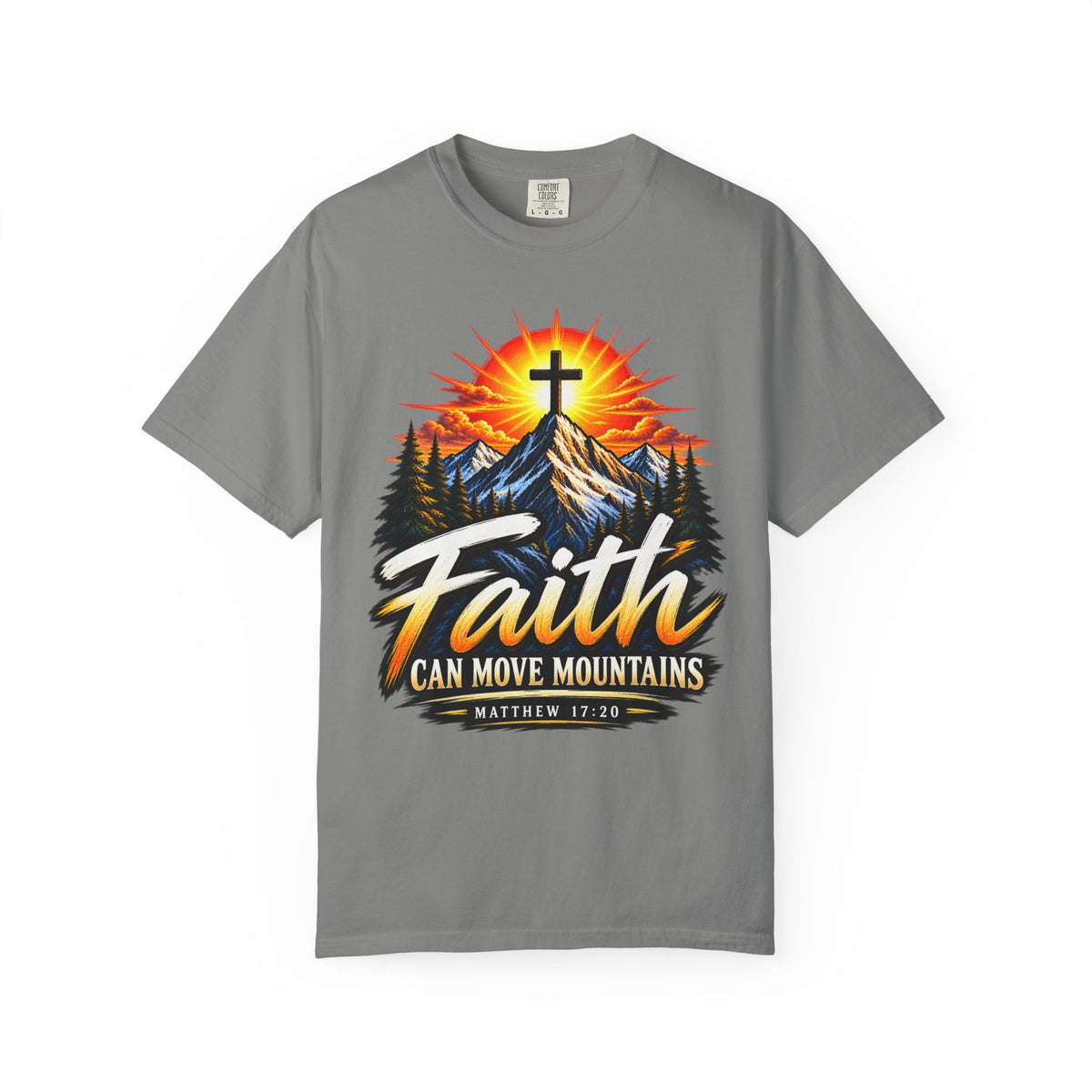 Faith Can Move Mountains T-Shirt | Christian Cross Mountain Graphic