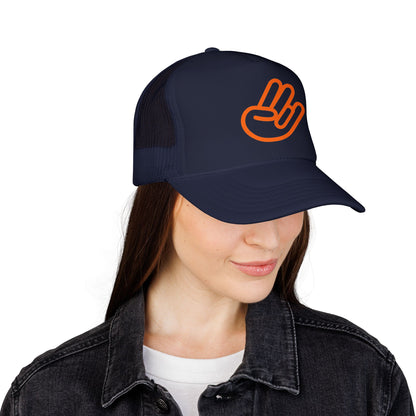 Shocker Foam Trucker Hat — Retro Orange Surf Vibe Mesh Cap