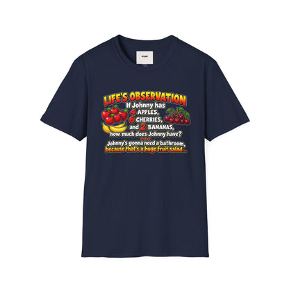 Life’s Observation Fruit Puzzle T-Shirt — Funny Johnny Math Joke Tee