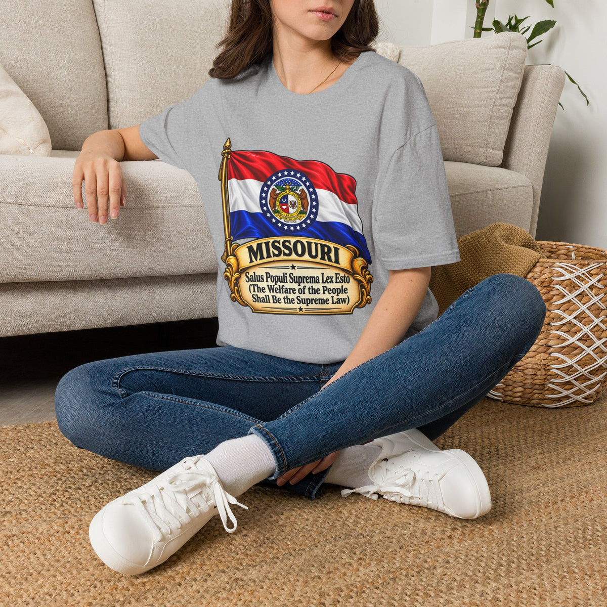 Missouri Flag T‑Shirt — State Seal & Motto Folded Flag Tee