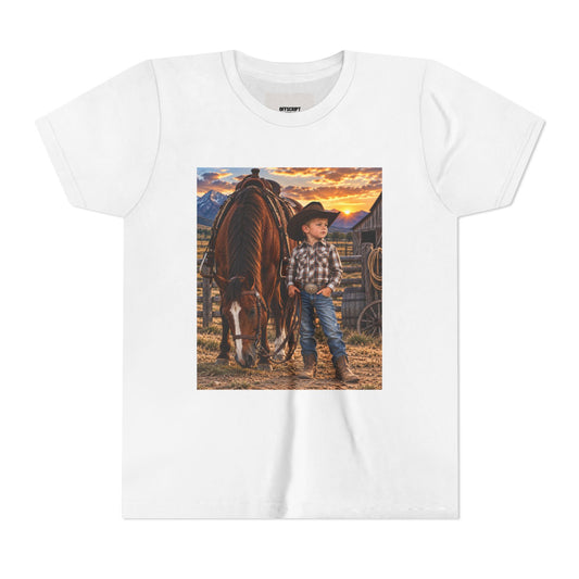 Youth Western Cowboy Tee — Little Cowboy & Horse Graphic Shirt