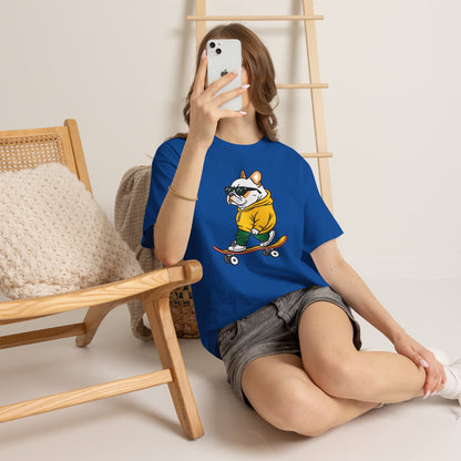 Skateboarding French Bulldog T‑Shirt – Cute Bulldog on Skateboard Graphic Tee