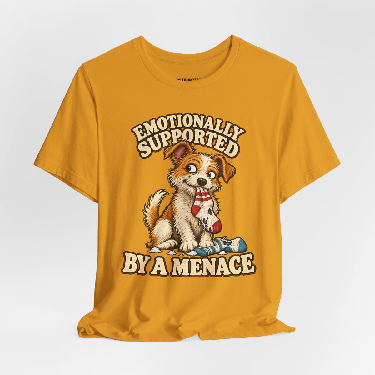 Emotionally Supported by a Menace Tee — Cute Puppy Graphic T‑Shirt