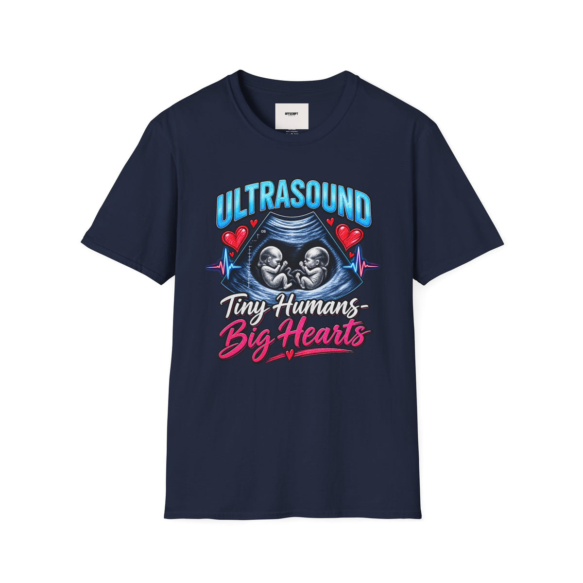 Ultrasound Twins T‑Shirt — Tiny Humans Big Hearts Pregnancy Tee