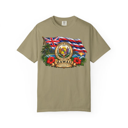 Hawaii State Seal Tee — Vintage Hawaiian Flag & Hibiscus T-Shirt