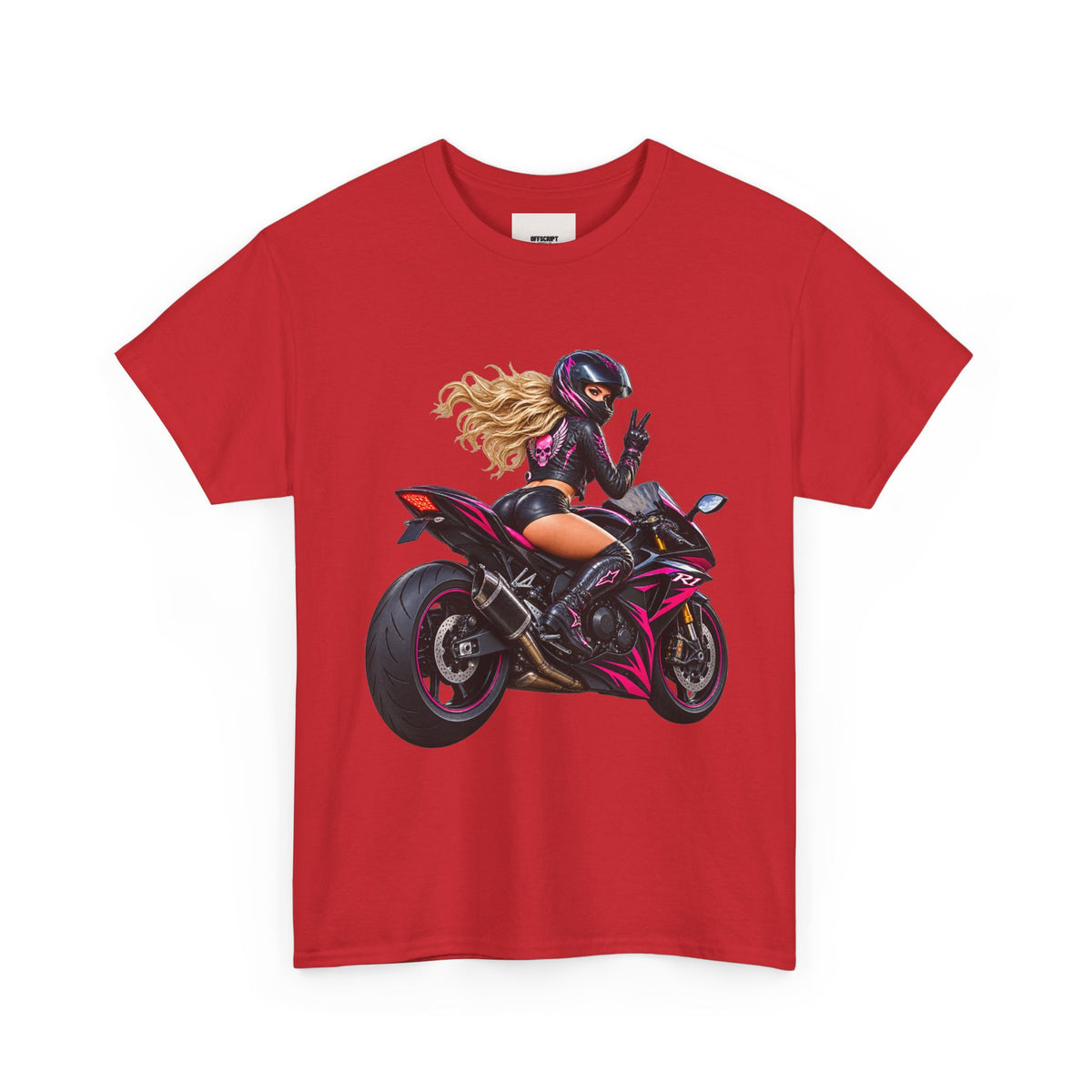 Motorcycle Girl Tee — Feminine Sportbike Rider Graphic Shirt