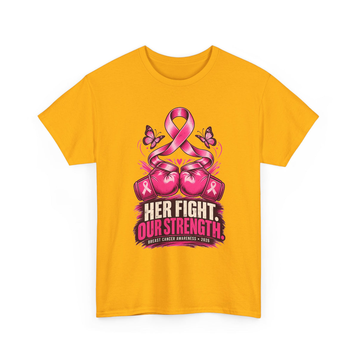 T-Shirt — Her Fight Our Strength Pink Ribbon Breast Cancer Awareness Tee