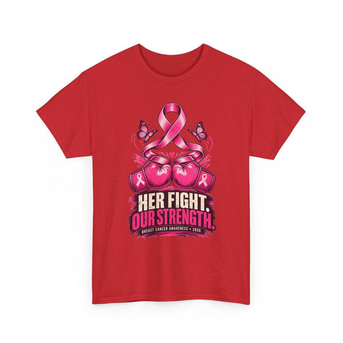 T-Shirt — Her Fight Our Strength Pink Ribbon Breast Cancer Awareness Tee