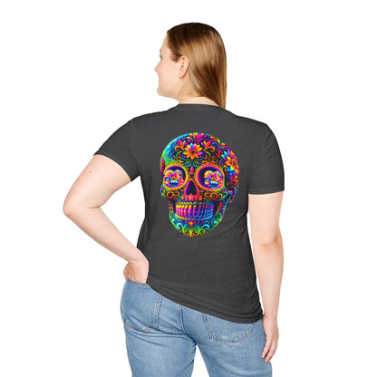 Sugar Skull T-Shirt — Colorful Day of the Dead Floral Skull Tee