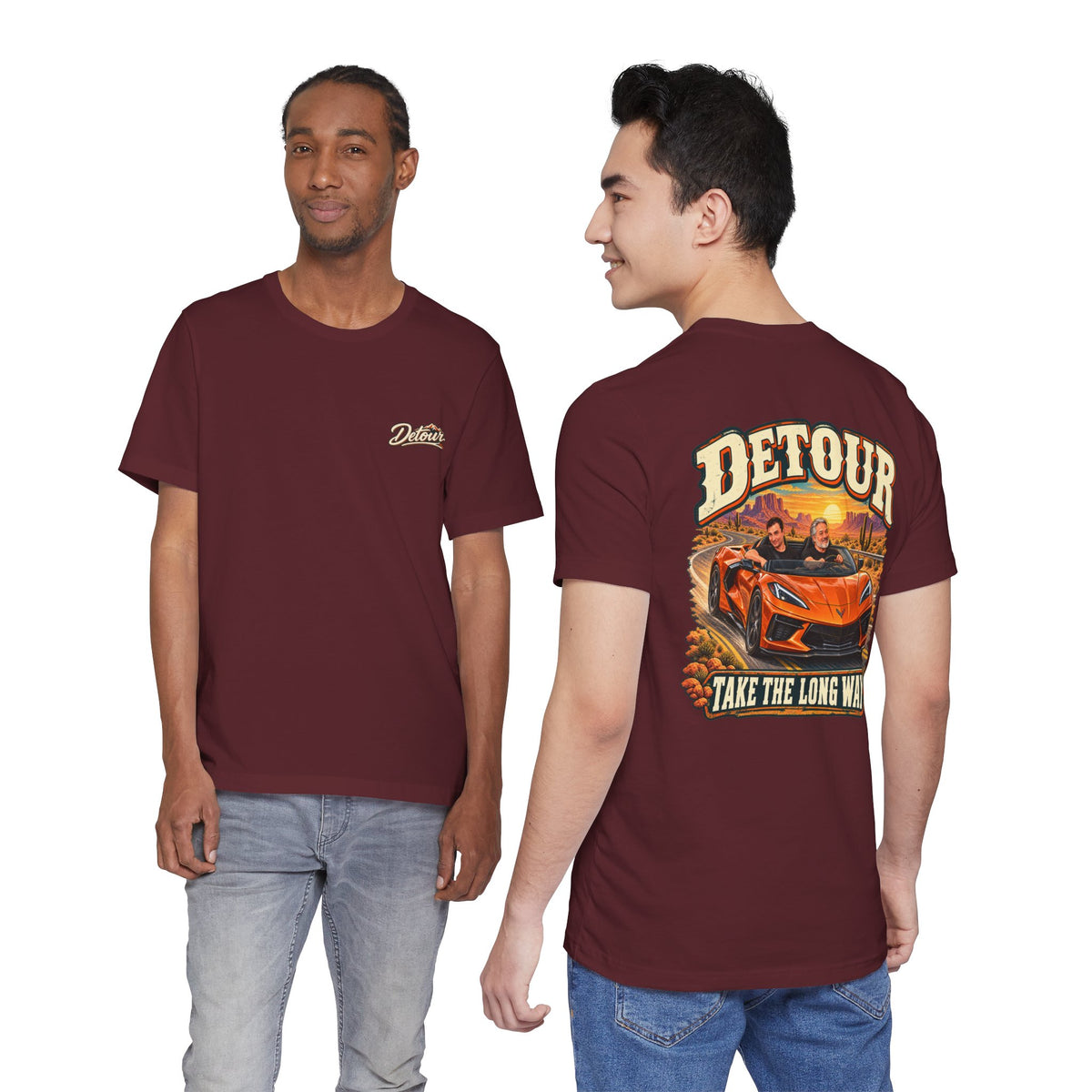 Detour Graphic Tee — 'Detour: Take the Long Way' Vintage Road Trip T‑Shirt