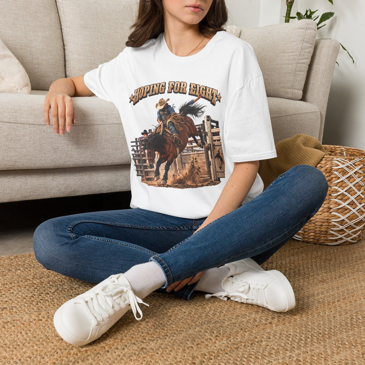 Hoping for Eight Rodeo T-Shirt — Bull Riding Western Tee