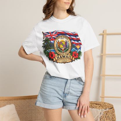 Hawaii State Seal Tee — Vintage Hawaiian Flag & Hibiscus T-Shirt