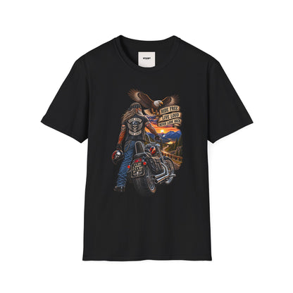 Biker Eagle T-Shirt — "Ride Free, Live Loud" Motorcycle Tee