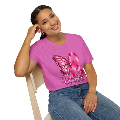 Pink Ribbon Butterfly Breast Cancer Awareness T-Shirt | Support Ribbon Tee